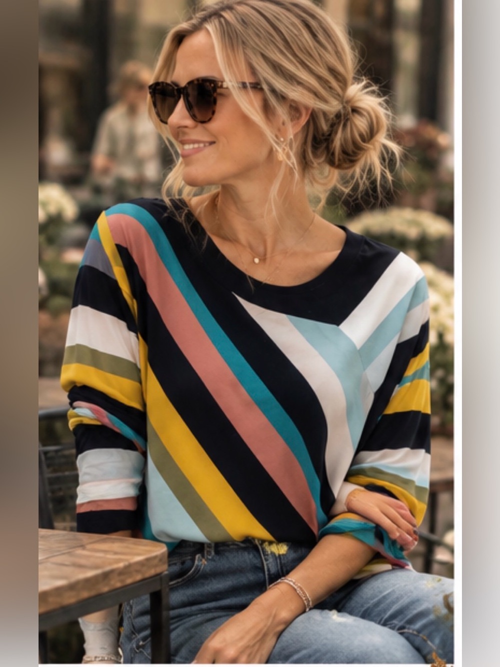 Umgee top multi color stripe large